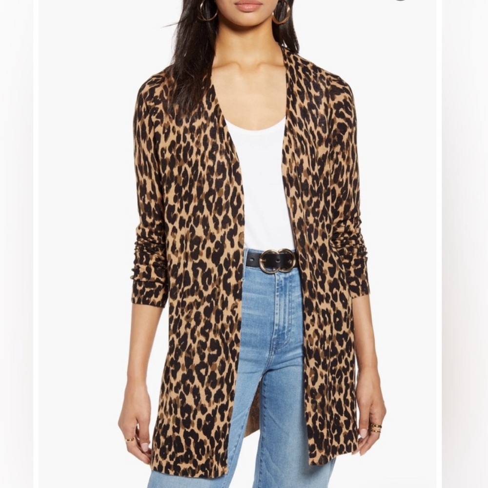 EUC‼️HALOGEN Lightweight Leopard Print Cardigan -XS
